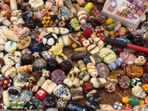 cookie tray of beads